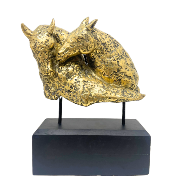 2 Horses Bronze Sculpture – Gold Polish