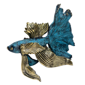 Beta Fish Bronze Sculpture – Green Gold Polish