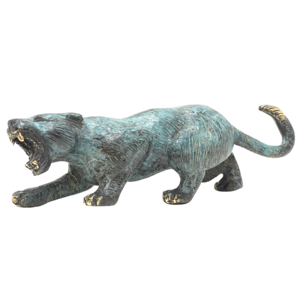 Female Lion Bronze Sculpture – Blue Gold Polish