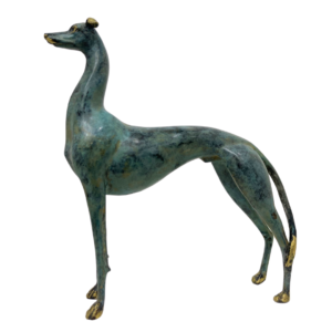 Greyhound Bronze Sculpture – Blue Gold Polish