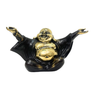 Happy Buddha Bronze Sculpture – Brown Gold Polish