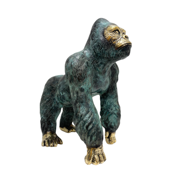 King Kong Bronze Sculpture – Blue Gold Polish