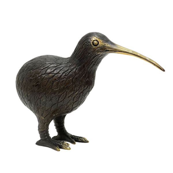 Kiwi Bird Bronze Sculpture – Brown Gold Polish