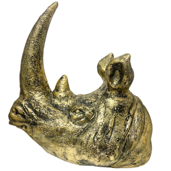 Rhinos Bronze Sculpture – Gold Polish
