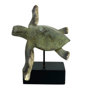 Sea Turtle Bronze Sculpture – Green Gold Polish