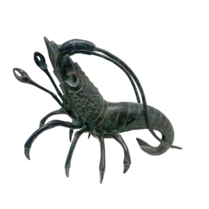 Shrimp Bronze Sculpture – Green Patina Finish